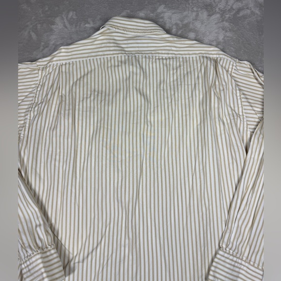 Chaps Ralph Lauren Yellow White Striped Button Down Cotton Dress Shirt 16.5 - Picture 12 of 15